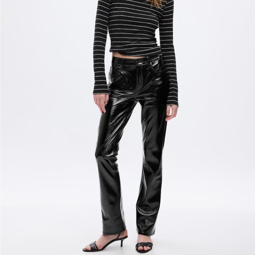 GAP Black Shiny Leather Pants